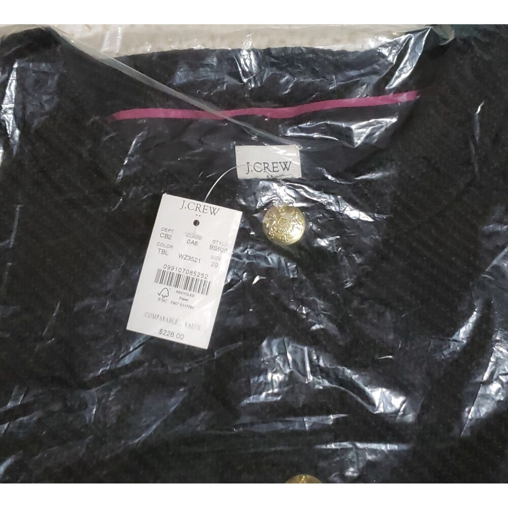 New J Crew Lady Jacket Black Tweed Cropped w/ Gold Buttons Size 20 NWT - Picture 12 of 16